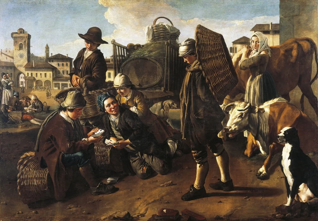 Giacomo Ceruti, il Pitocchetto - Sera sulla piazza (1730), Palazzo Madama, Torino